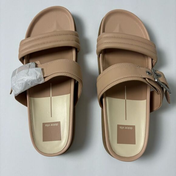 Dolce‎ Vita cream leather platform slide sandals size 8.5 - Picture 12 of 13